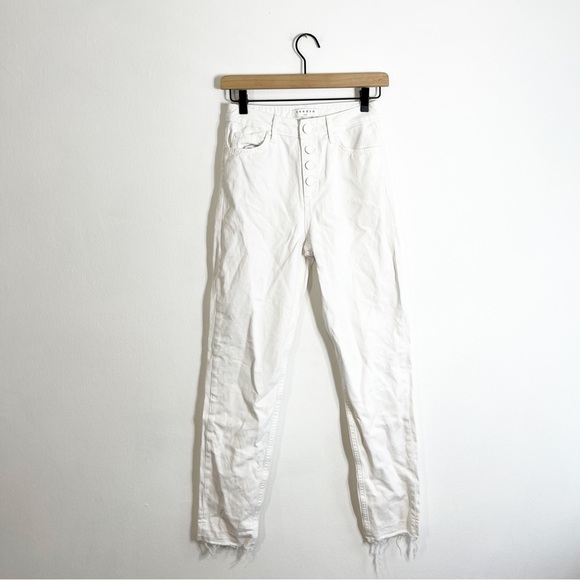 Sandro Button Front White Slim Jeans Raw Hem - Picture 4 of 10